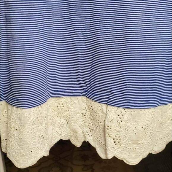Rebecca Malone blue and white striped lane trimmed tunic size‎ large - Picture 4 of 6